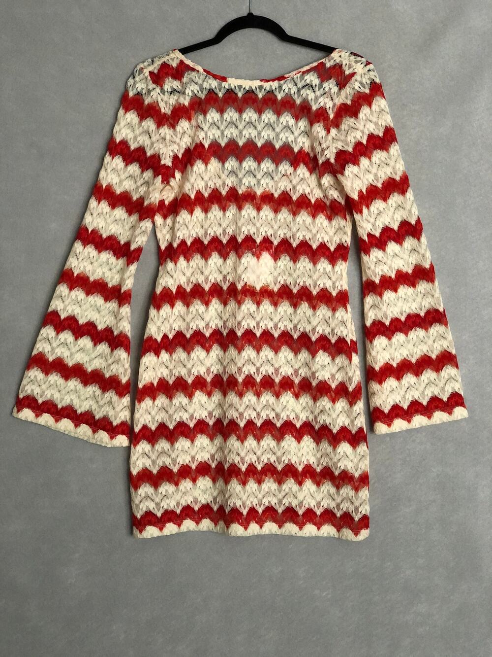 Chelsea & Violet Lace Sheer Chevron Dress/Cover-Up Women's Large NEW
